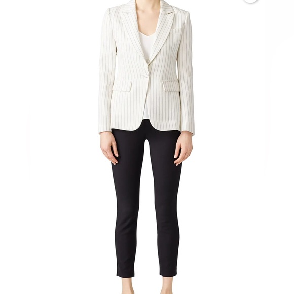 Rachel Zoe Jackets & Blazers - Rachel Zoe Dominique Blazer White and Black Pinstripe Designer Jacket Layer